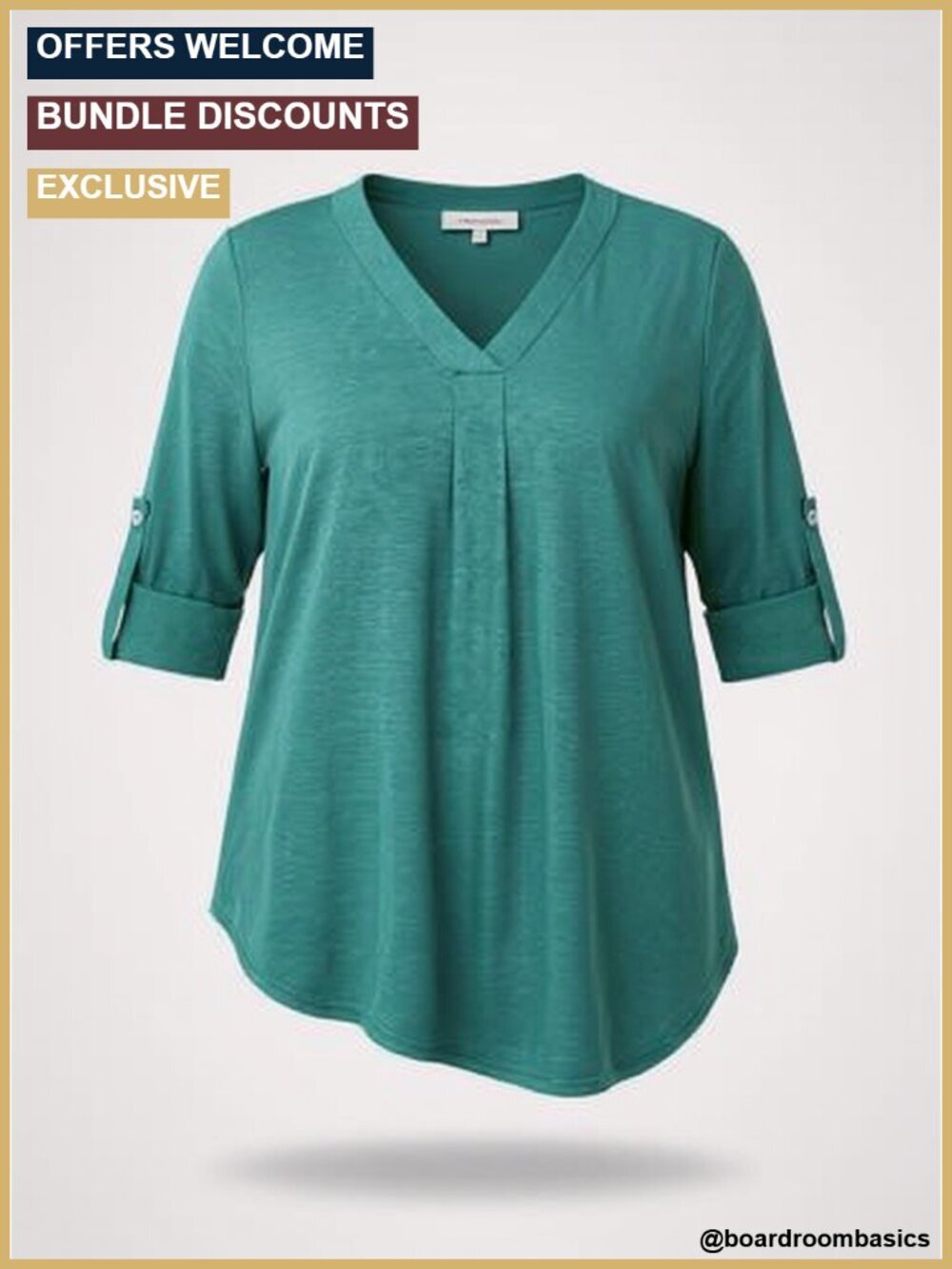 Plus Size 3/4 Sleeve V Neck Tunic Top for Women Spring Summer